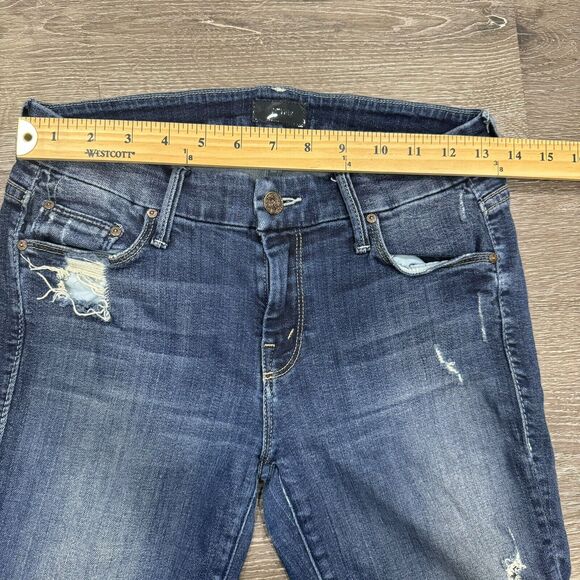 Mother The Looker Ankle Step Fray Distressed Blue Jeans Women Sz 26 Stretch Jeg - Picture 5 of 8